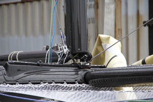 Emirates Team NZ’s SL-33’s mast base detail is less complex than that for the wingsails.   © Richard Gladwell www.photosport.co.nz